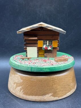 Vintage Reuge Swiss Chalet Cabin Music Box “Toy Symphony” Trinket Box Works